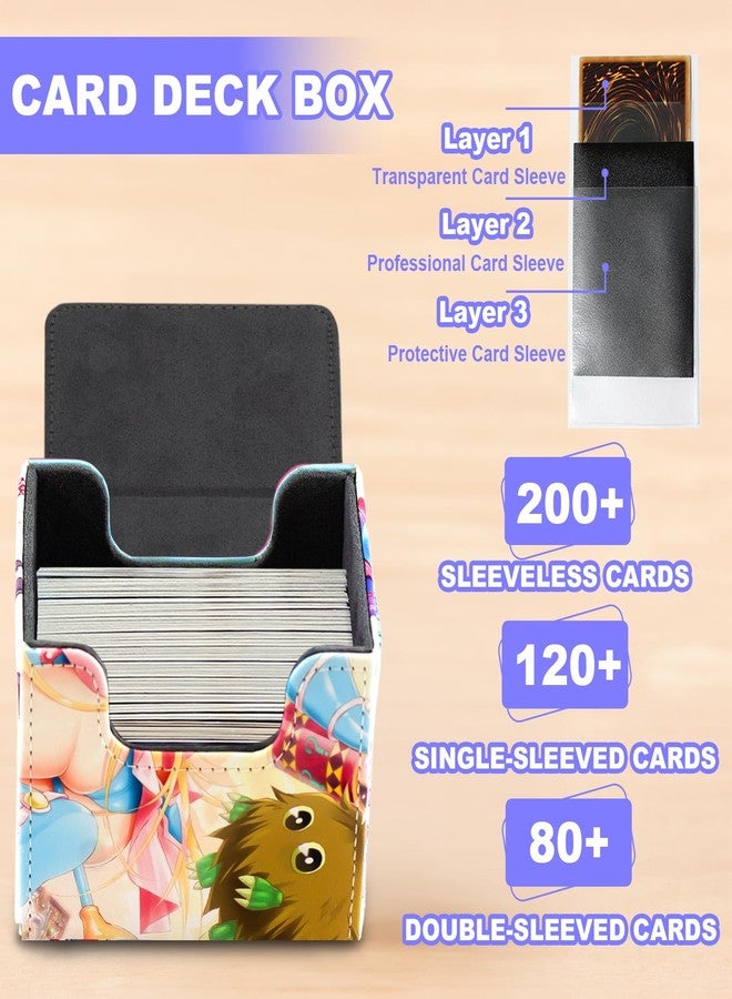 sabermaster Card Deck Box Fits for YGO MTG,100+ Card Storage Box Trading Games PU Leather Storage Premium Deck Case (Magician Girl) - Image 4